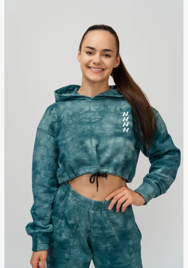NEBBIA • NEBBIA Re-fresh women's crop hoodie with hood green • Nebshop.cz