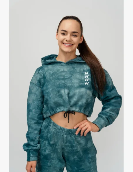 NEBBIA • NEBBIA Re-fresh women's crop hoodie with hood green • Nebshop.cz
