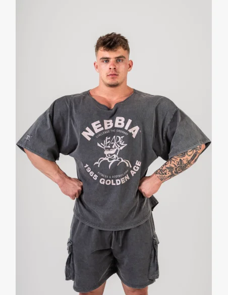 NEBBIA • NEBBIA Washed cotton rag top GOLDEN AGE black • Nebshop.cz