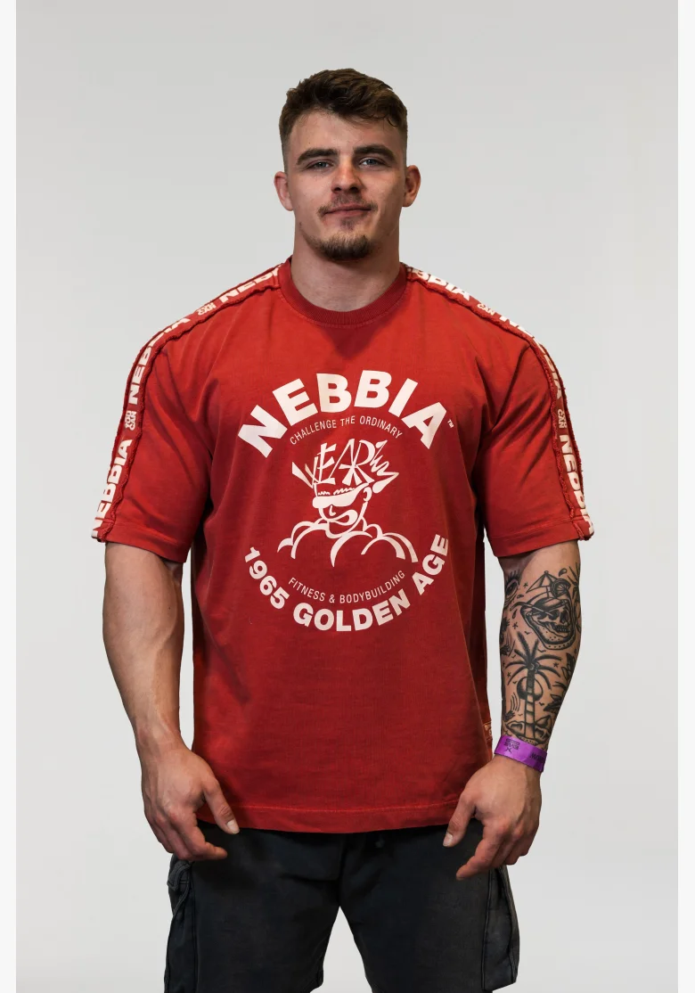 NEBBIA • NEBBIA Washed oversized T-shirt GOLDEN AGE red • Nebshop.cz