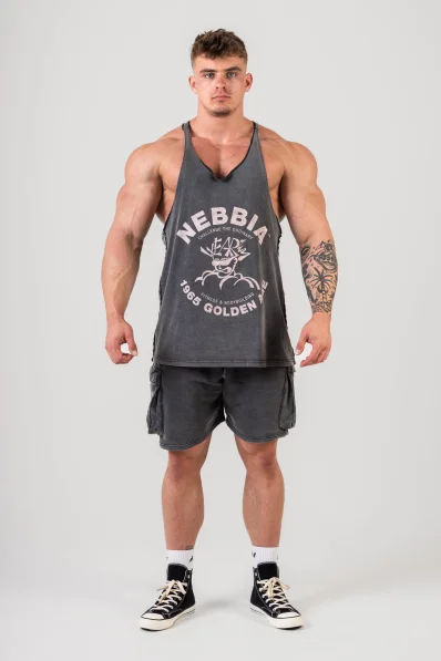 NEBBIA • NEBBIA Washed muscle back stringer GOLDEN AGE black • Nebshop.cz