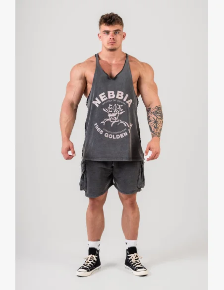 NEBBIA • NEBBIA Washed muscle back stringer GOLDEN AGE black • Nebshop.cz