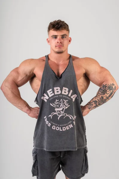 NEBBIA • NEBBIA Washed muscle back stringer GOLDEN AGE black • Nebshop.cz 2