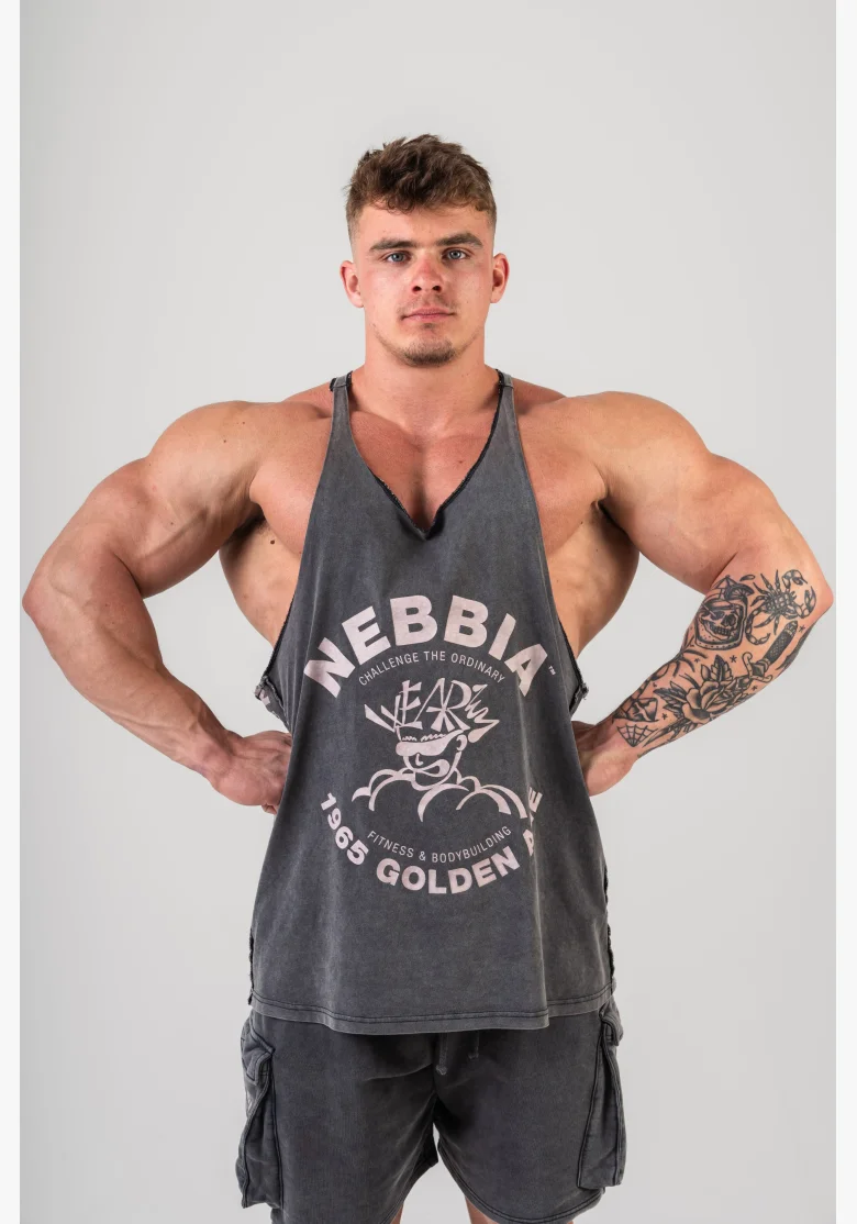 NEBBIA • NEBBIA Washed muscle back stringer GOLDEN AGE black • Nebshop.cz