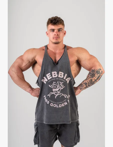 NEBBIA • NEBBIA Washed muscle back stringer GOLDEN AGE black • Nebshop.cz