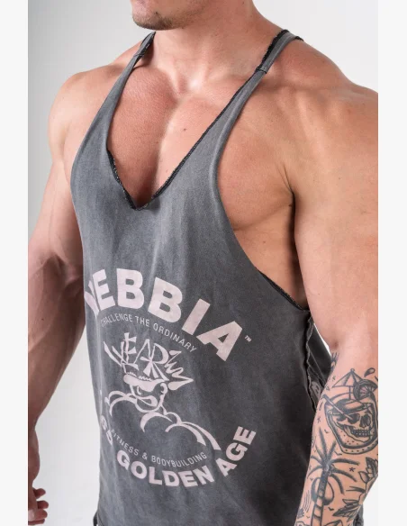 NEBBIA • NEBBIA Washed muscle back stringer GOLDEN AGE black • Nebshop.cz