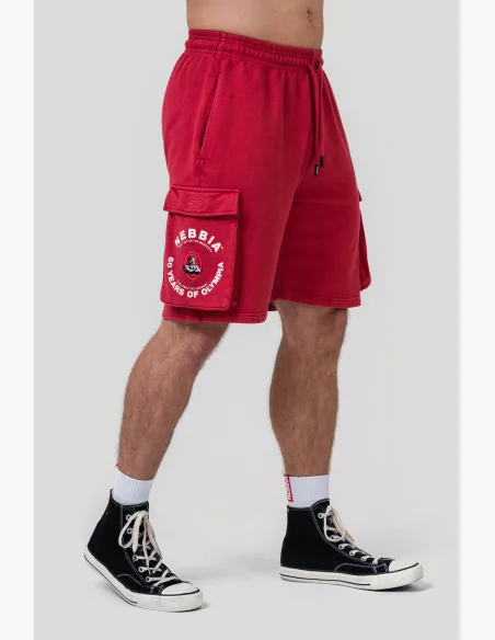NEBBIA • NEBBIA Washed loose cargo shorts LEGACY red • Nebshop.cz
