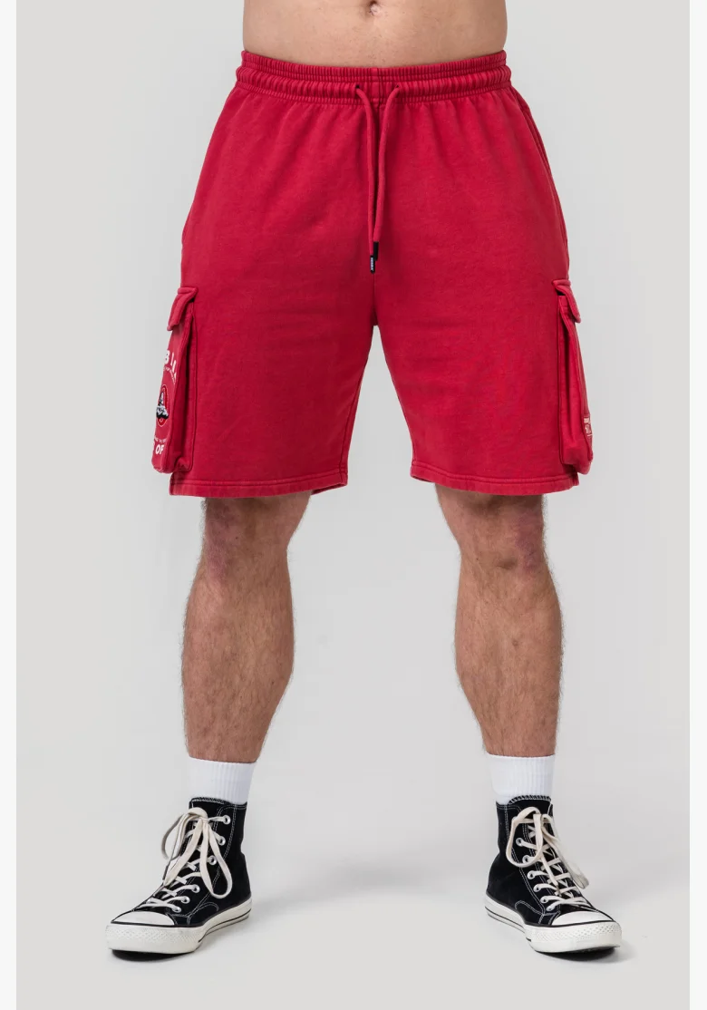 NEBBIA • NEBBIA Washed loose cargo shorts LEGACY red • Nebshop.cz