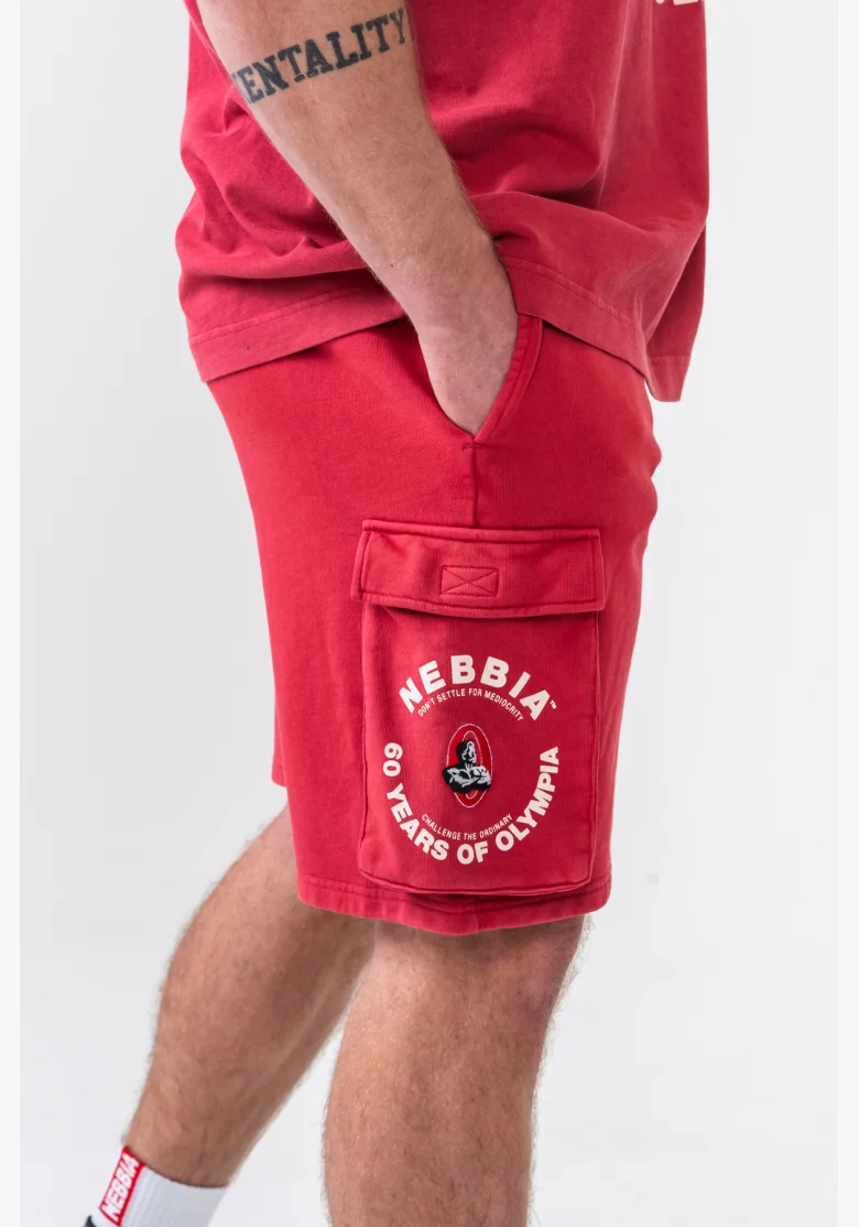 NEBBIA • NEBBIA Washed loose cargo shorts LEGACY red • Nebshop.cz