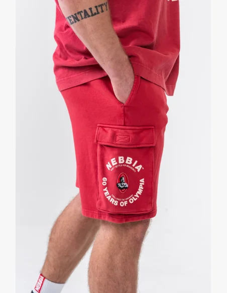 NEBBIA • NEBBIA Washed loose cargo shorts LEGACY red • Nebshop.cz