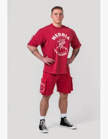 NEBBIA • NEBBIA Washed loose cargo shorts LEGACY red • Nebshop.cz