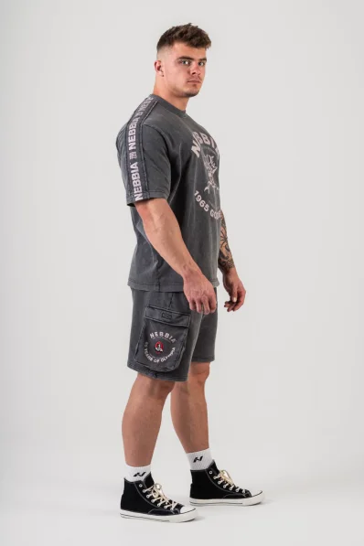 NEBBIA • NEBBIA Washed loose cargo shorts LEGACY gray • Nebshop.cz 2