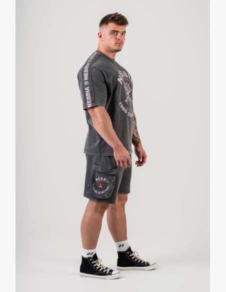 NEBBIA • NEBBIA Washed loose cargo shorts LEGACY gray • Nebshop.cz