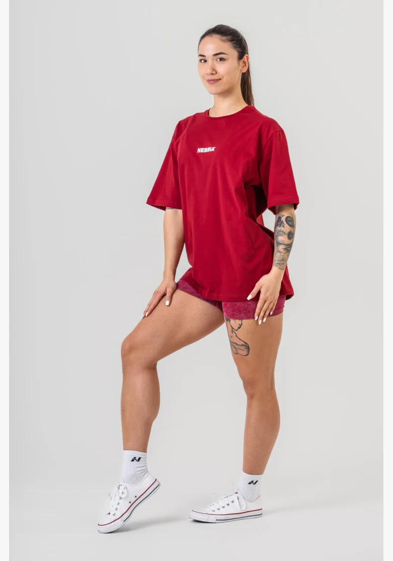 NEBBIA • NEBBIA GYM ESSENTIALS Oversized T-shirt red • Nebshop.cz