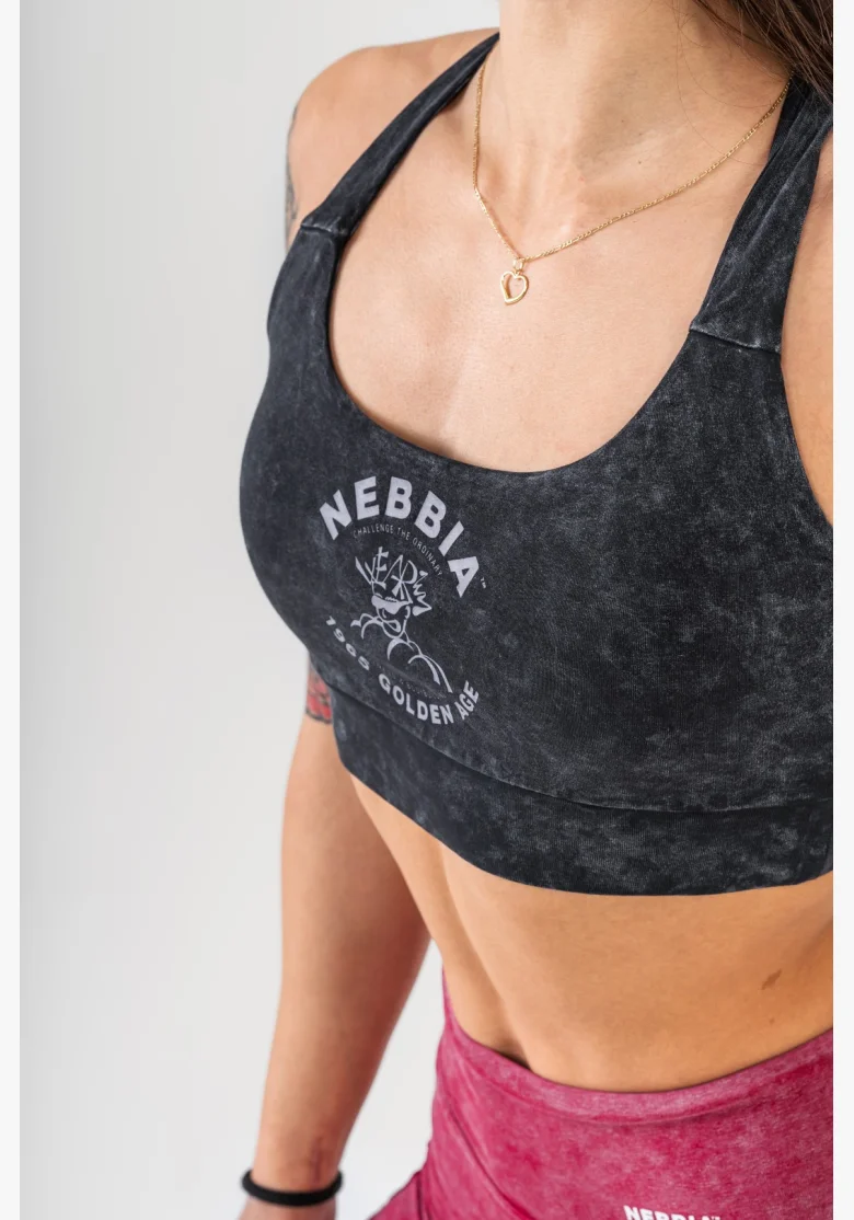 NEBBIA • NEBBIA Washed sports bra with medium support GOLDEN AGE • Nebshop.cz