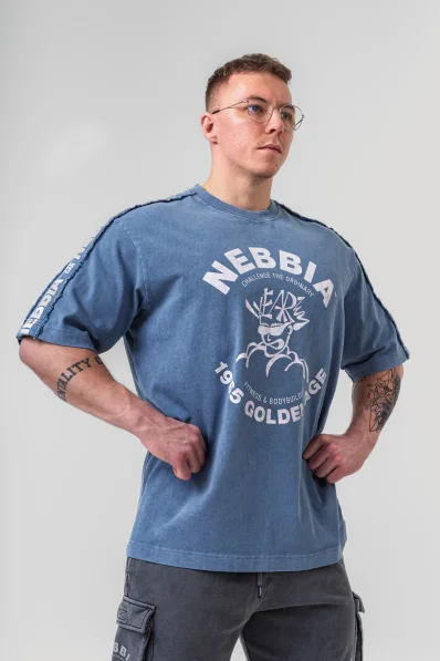 NEBBIA • NEBBIA Washed oversized t-shirt GOLDEN AGE blue • Nebshop.cz 2