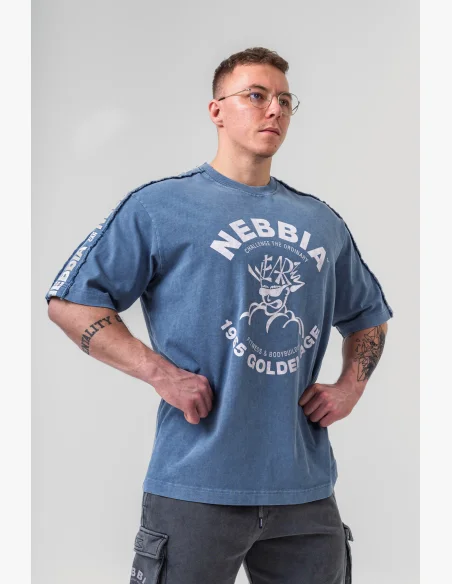 NEBBIA • NEBBIA Washed oversized t-shirt GOLDEN AGE blue • Nebshop.cz