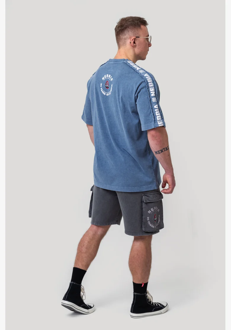 NEBBIA • NEBBIA Washed oversized t-shirt GOLDEN AGE blue • Nebshop.cz