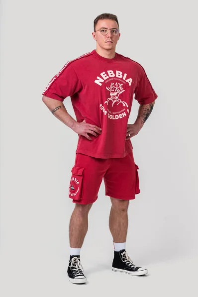 NEBBIA • NEBBIA Washed oversized T-shirt GOLDEN AGE red • Nebshop.cz