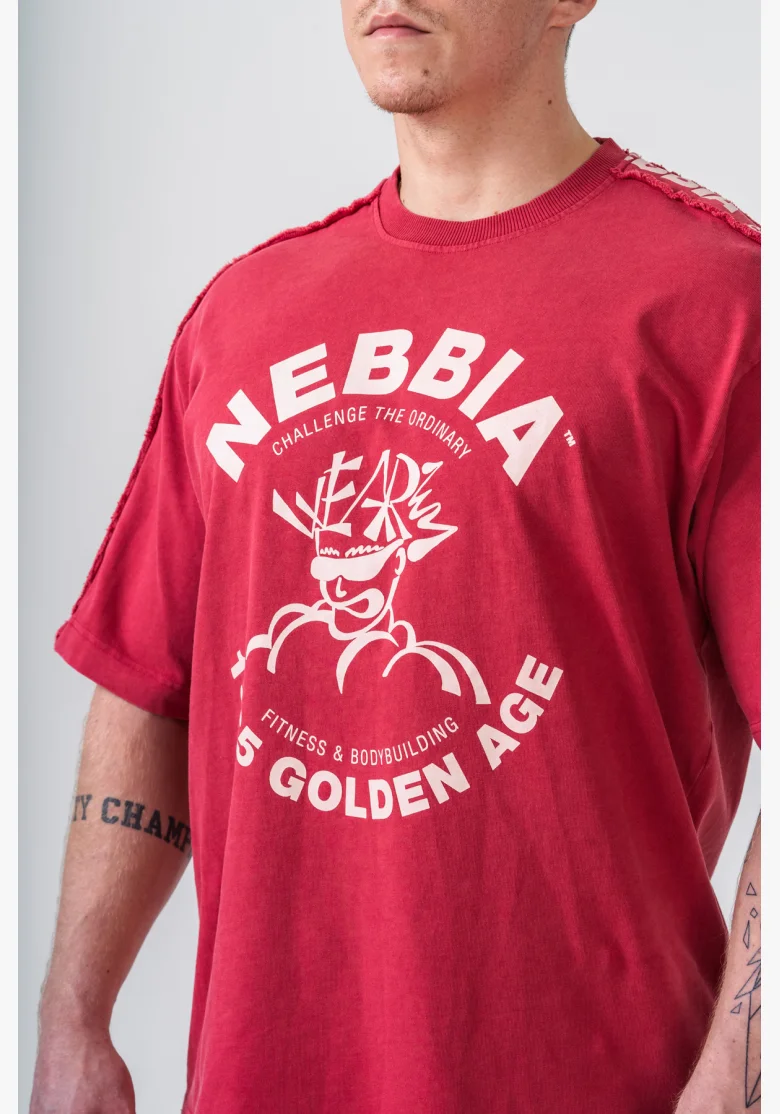 NEBBIA • NEBBIA Washed oversized T-shirt GOLDEN AGE red • Nebshop.cz