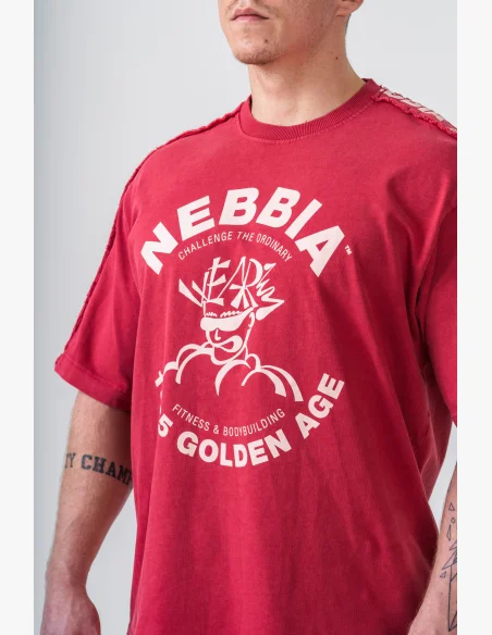 NEBBIA • NEBBIA Washed oversized T-shirt GOLDEN AGE red • Nebshop.cz