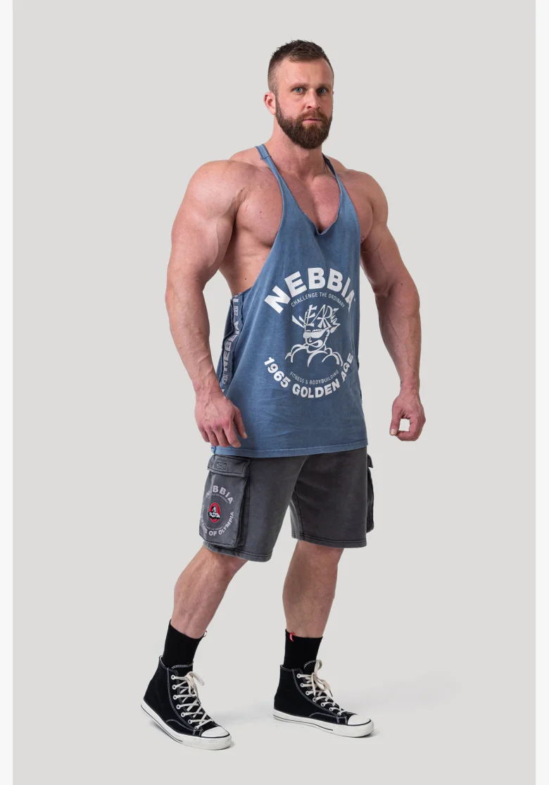 NEBBIA • NEBBIA Washed muscle back stringer GOLDEN AGE blue • Nebshop.cz