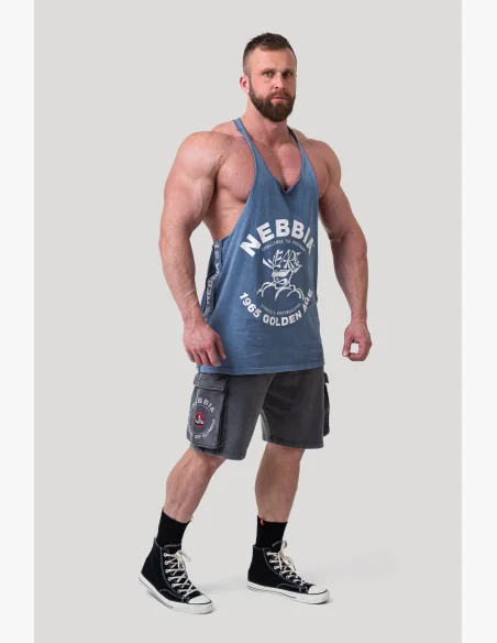 NEBBIA • NEBBIA Washed muscle back stringer GOLDEN AGE blue • Nebshop.cz