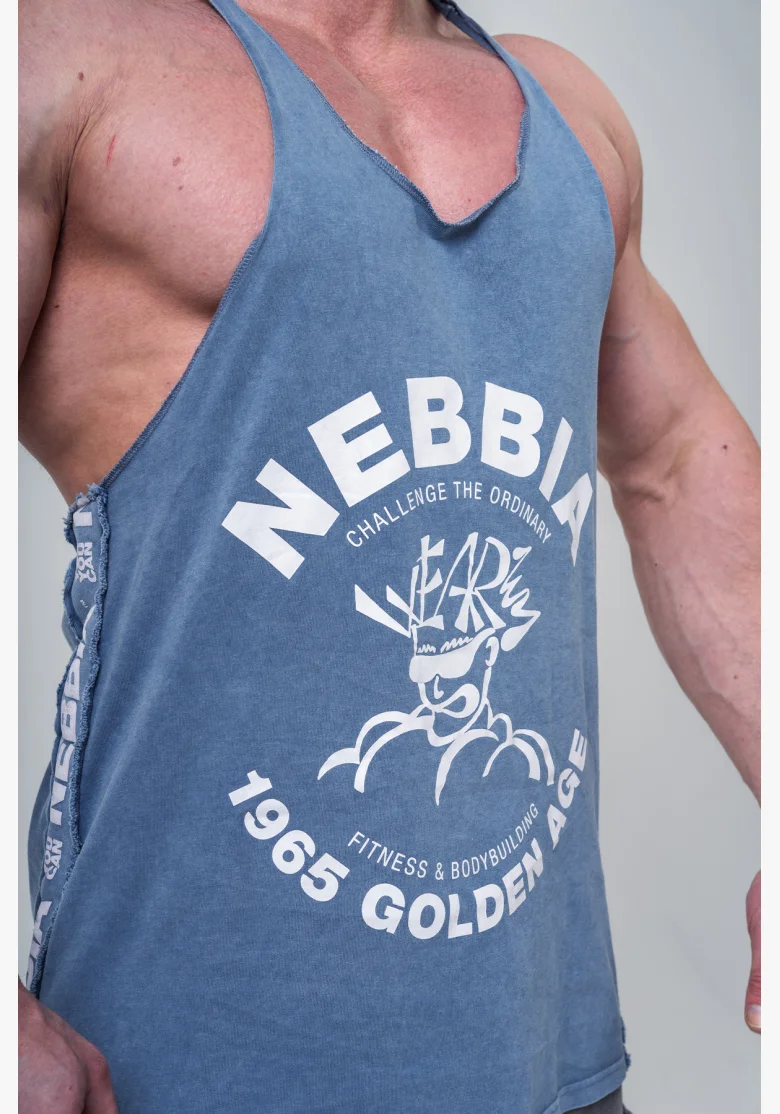 NEBBIA • NEBBIA Washed muscle back stringer GOLDEN AGE blue • Nebshop.cz