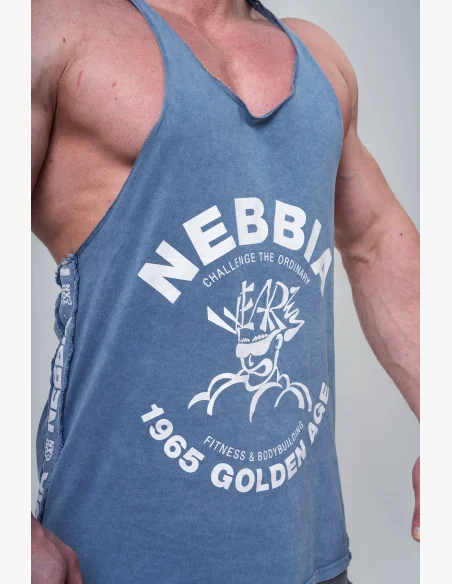 NEBBIA • NEBBIA Washed muscle back stringer GOLDEN AGE blue • Nebshop.cz