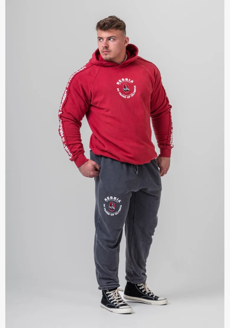 NEBBIA • NEBBIA Washed hoodie HERITAGE red • Nebshop.cz