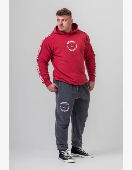 NEBBIA • NEBBIA Washed hoodie HERITAGE red • Nebshop.cz