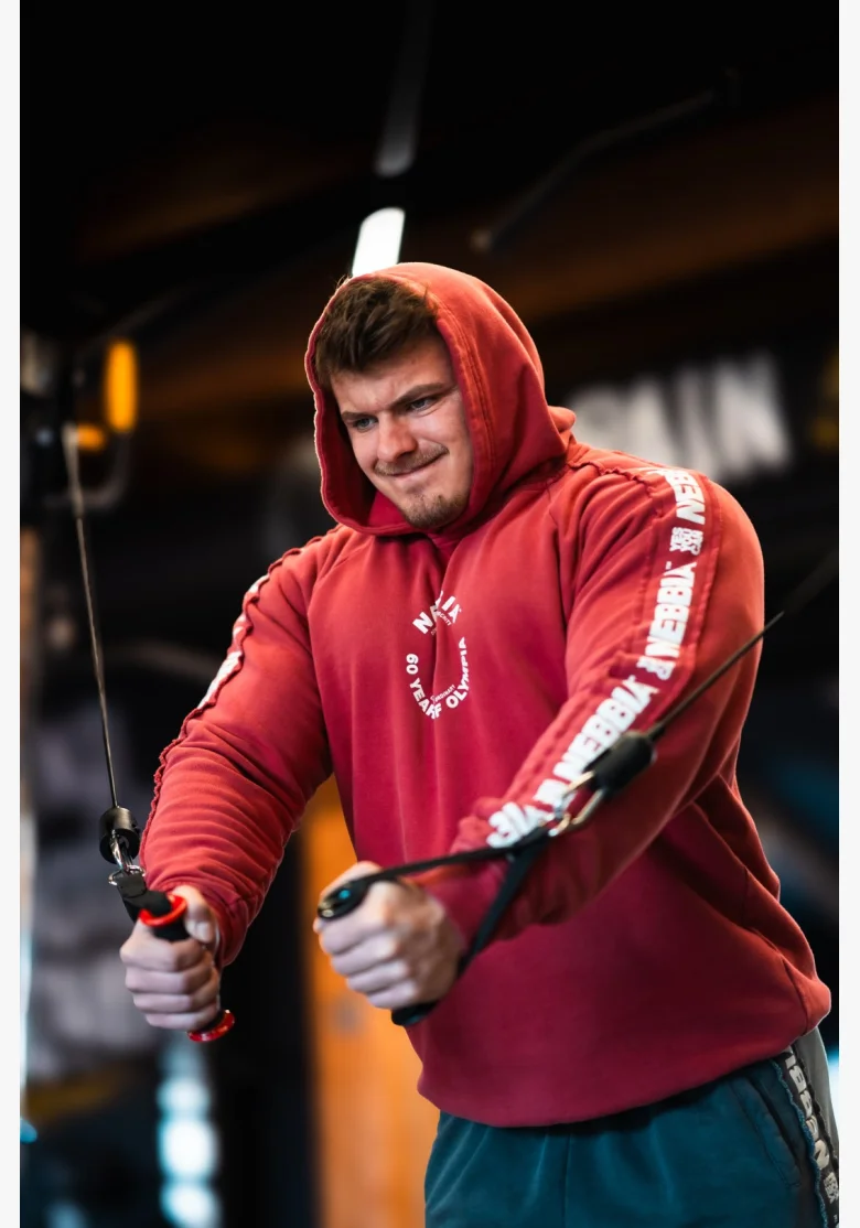 NEBBIA • NEBBIA Washed hoodie HERITAGE red • Nebshop.cz