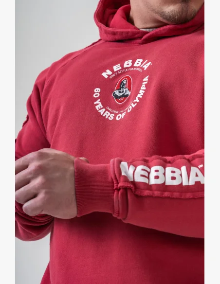 NEBBIA • NEBBIA Washed hoodie HERITAGE red • Nebshop.cz