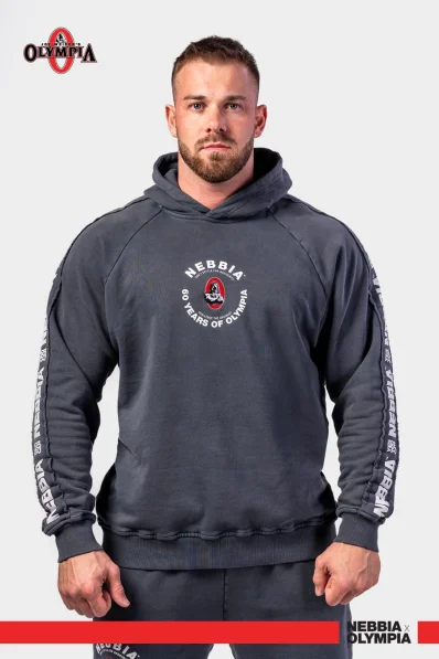 NEBBIA • NEBBIA Washed hoodie HERITAGE black • Nebshop.cz