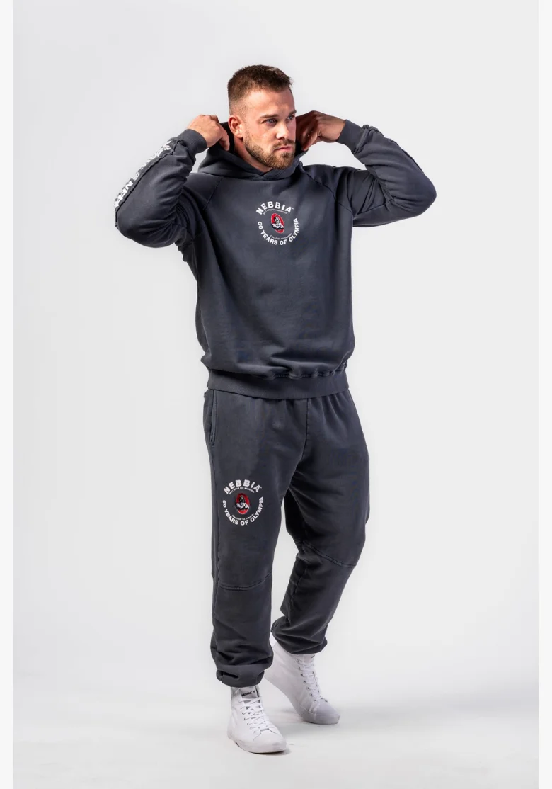 NEBBIA • NEBBIA Washed hoodie HERITAGE black • Nebshop.cz