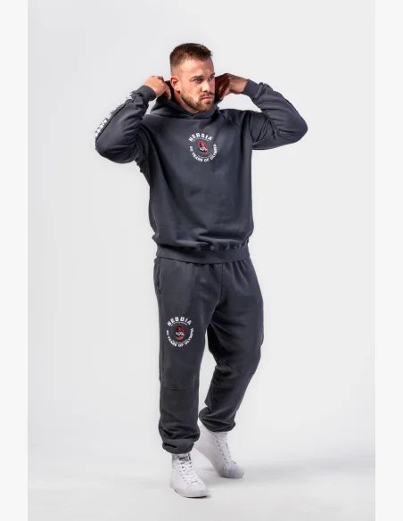 NEBBIA • NEBBIA Washed hoodie HERITAGE black • Nebshop.cz