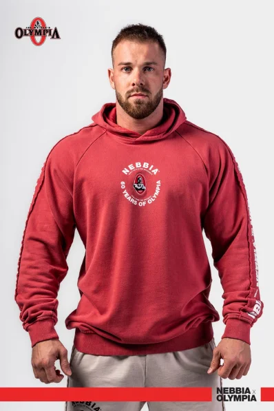 NEBBIA • NEBBIA Washed hoodie HERITAGE red • Nebshop.cz