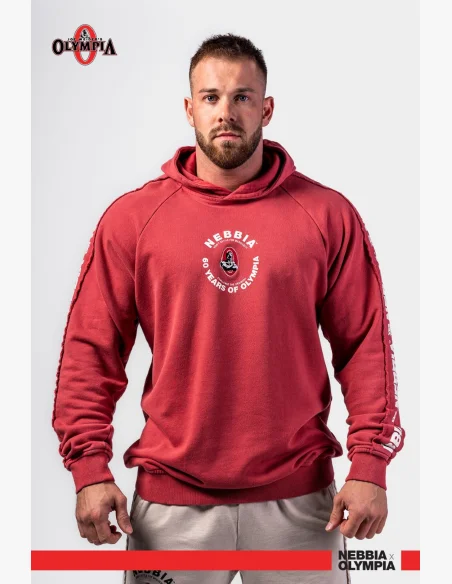 NEBBIA • NEBBIA Washed hoodie HERITAGE red • Nebshop.cz