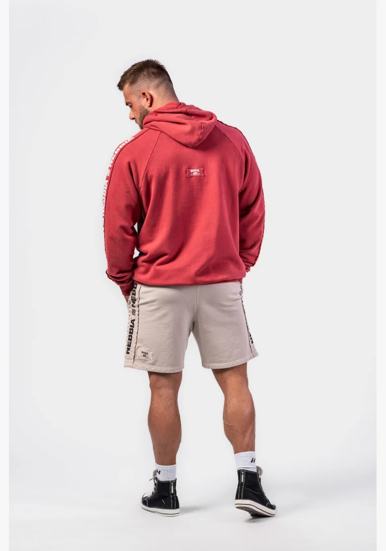NEBBIA • NEBBIA Washed hoodie HERITAGE red • Nebshop.cz