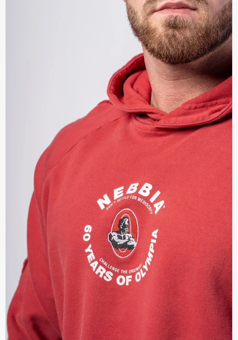 NEBBIA • NEBBIA Washed hoodie HERITAGE red • Nebshop.cz