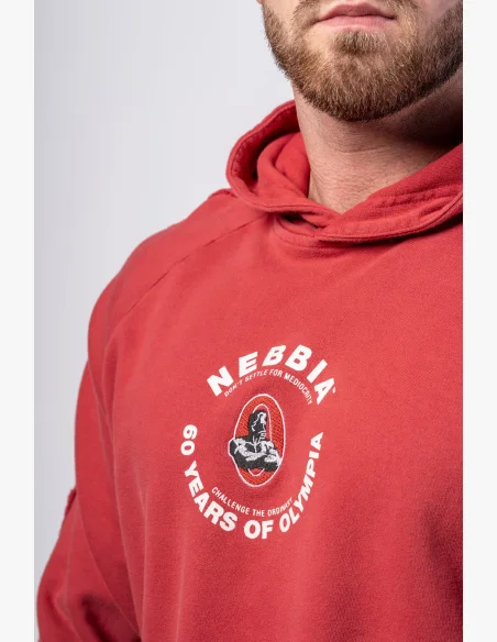 NEBBIA • NEBBIA Washed hoodie HERITAGE red • Nebshop.cz
