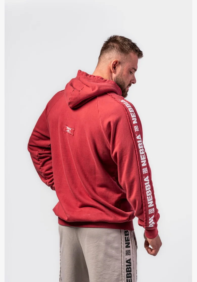 NEBBIA • NEBBIA Washed hoodie HERITAGE red • Nebshop.cz
