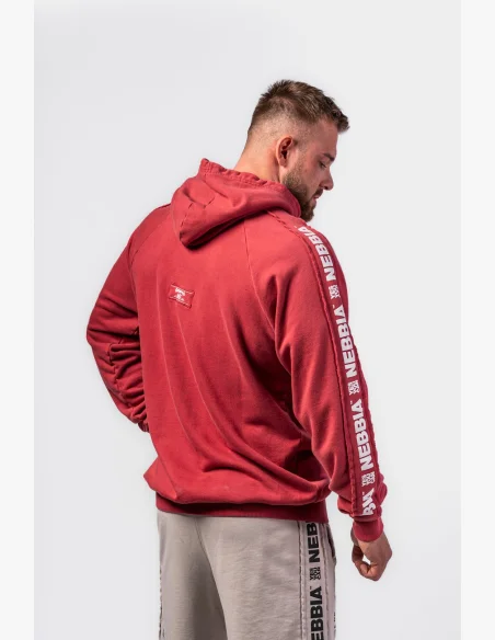 NEBBIA • NEBBIA Washed hoodie HERITAGE red • Nebshop.cz