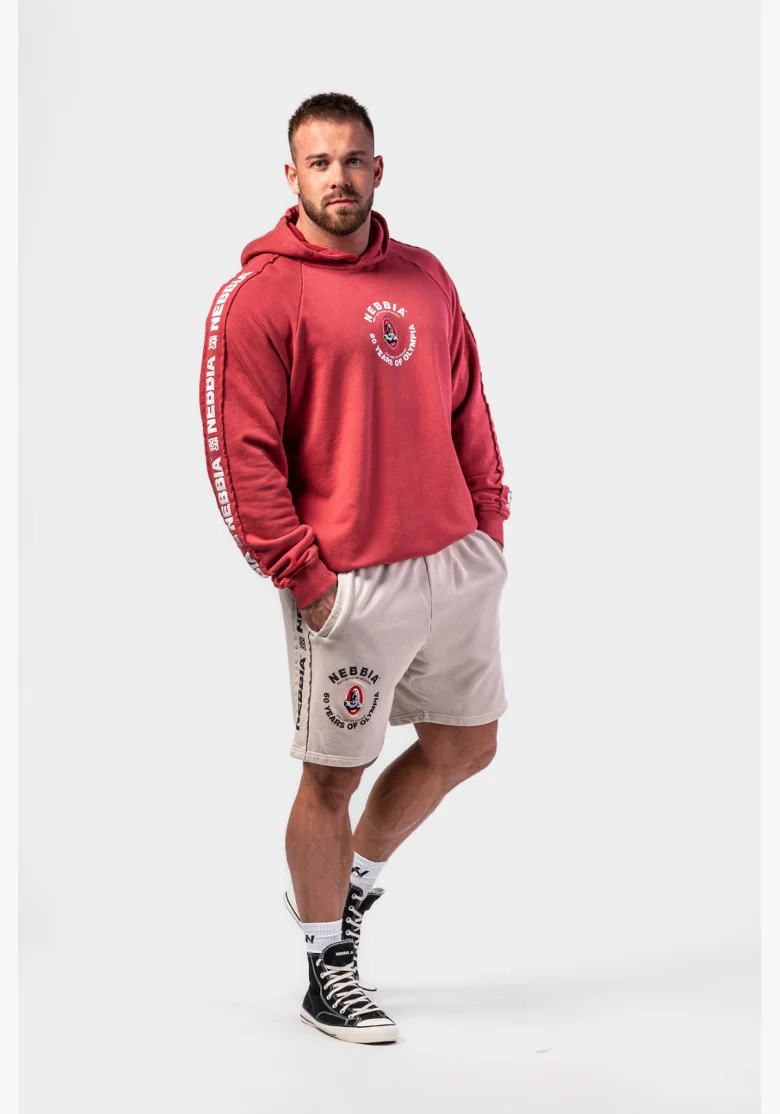 NEBBIA • NEBBIA Washed hoodie HERITAGE red • Nebshop.cz