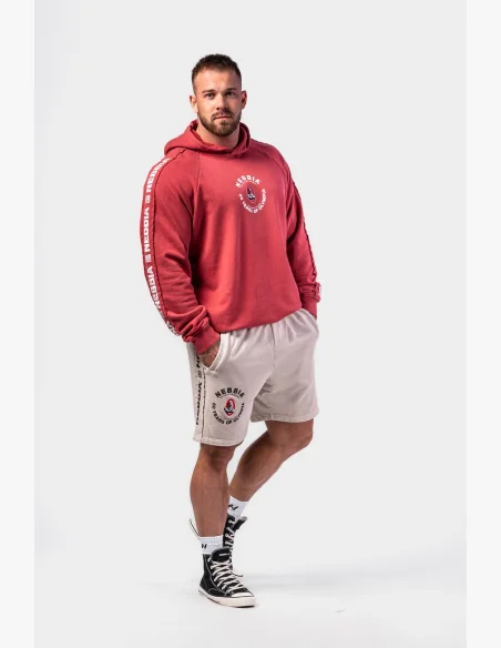 NEBBIA • NEBBIA Washed hoodie HERITAGE red • Nebshop.cz