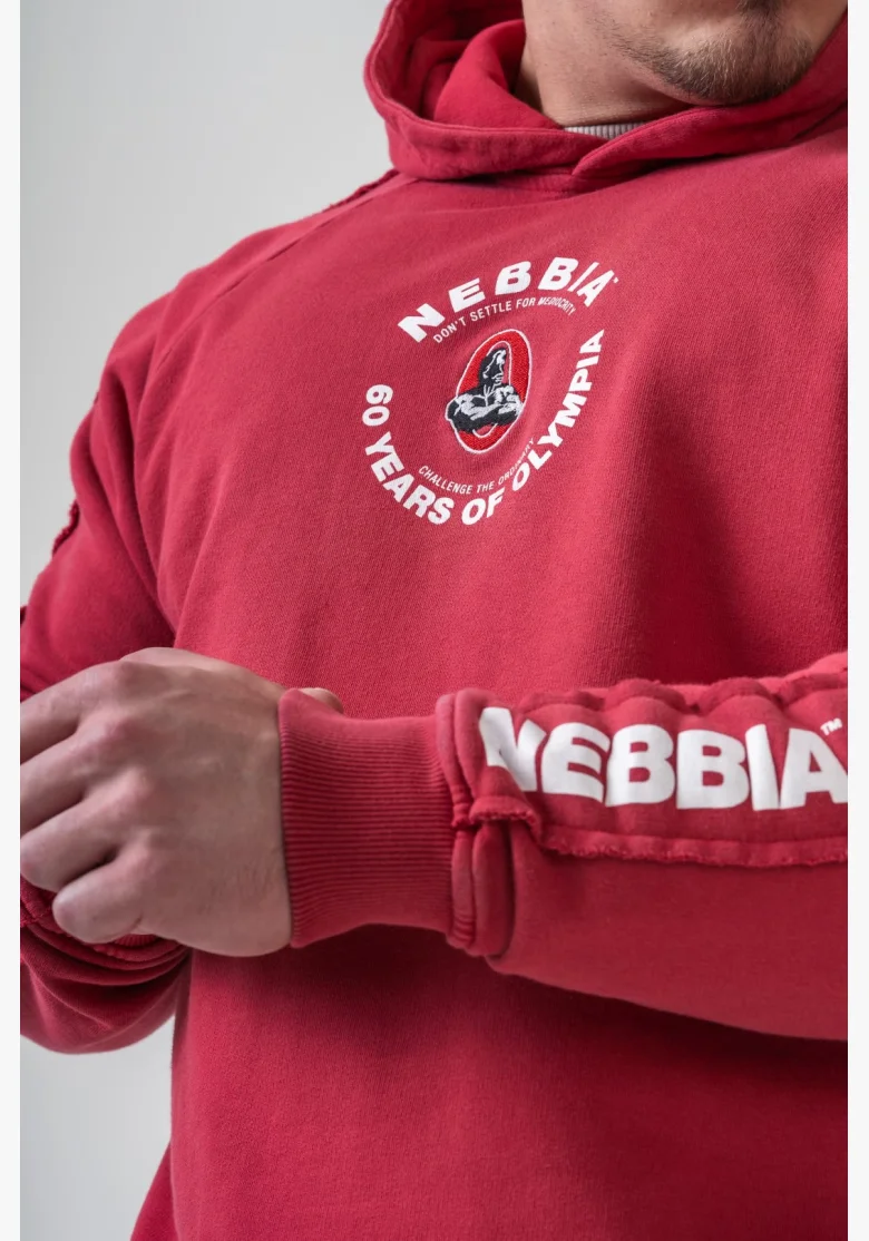 NEBBIA • NEBBIA Washed hoodie HERITAGE red • Nebshop.cz