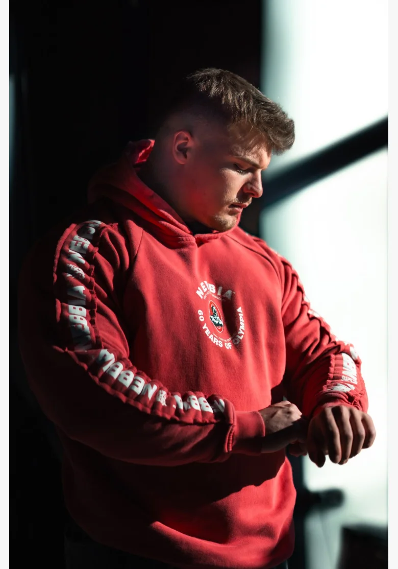 NEBBIA • NEBBIA Washed hoodie HERITAGE red • Nebshop.cz