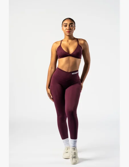NEBBIA • NEBBIA Medium Support Sports Bra TWIST-KNOT burgundy • Nebshop.cz