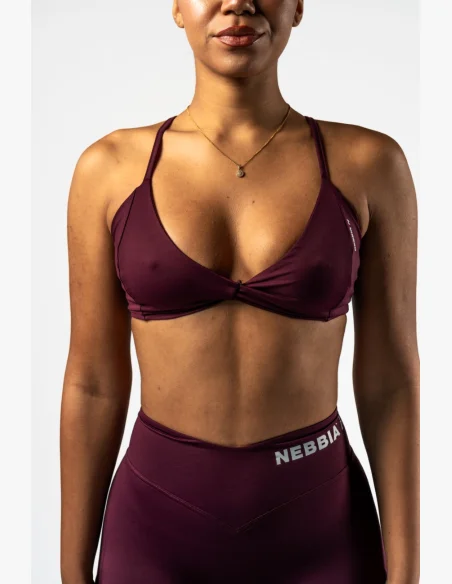 NEBBIA • NEBBIA Medium Support Sports Bra TWIST-KNOT burgundy • Nebshop.cz