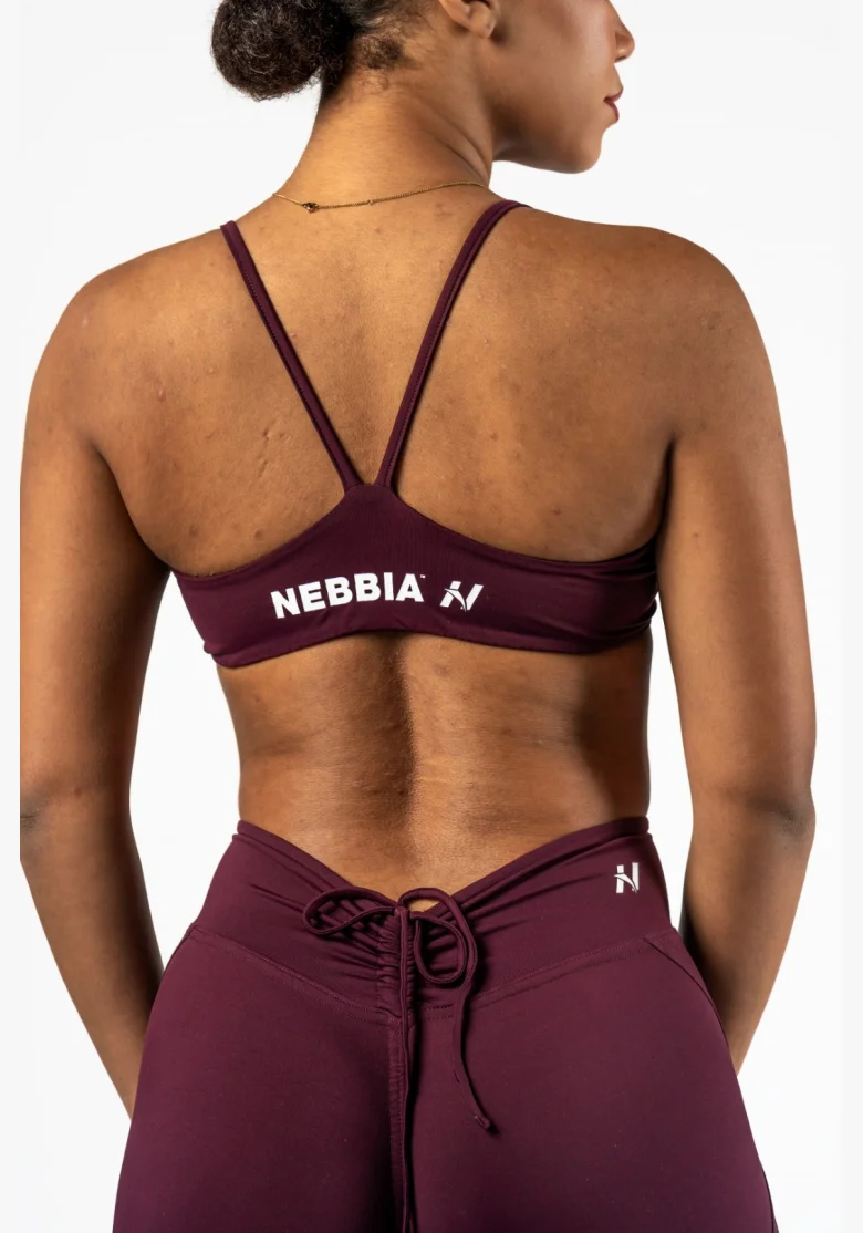 NEBBIA • NEBBIA Medium Support Sports Bra TWIST-KNOT burgundy • Nebshop.cz